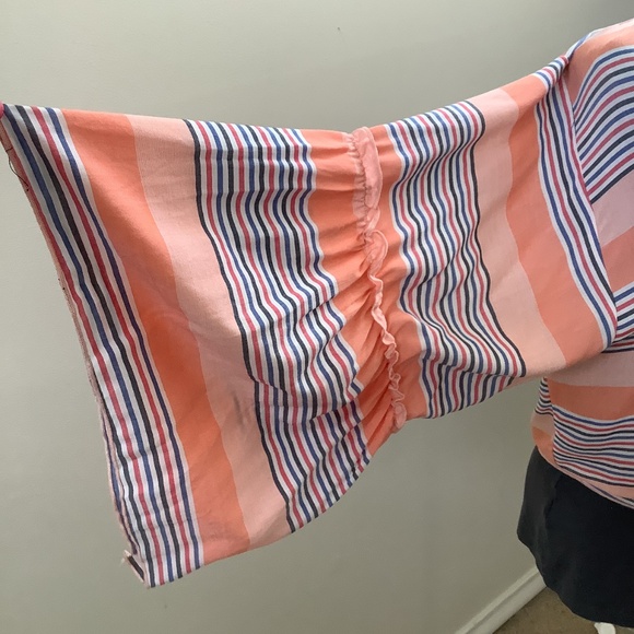 Lavender Field Boho Festival Tie Front Stripe NWT Stripe Multi Bell Sleeves - Picture 3 of 6